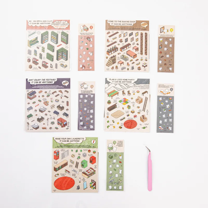 3D Sticker Mini cute animals Three-dimensional miniature scene DIY stationery Stickers Scrapbooking Pasting Cute Hand Account