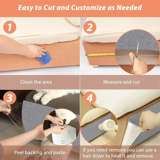 Cat Scratcher Sofa Protector Cats Scratcher Pad Board Protection Trimmable Self-adhesive Carpet Corner Wall DIY Cat Scratch Mat 5