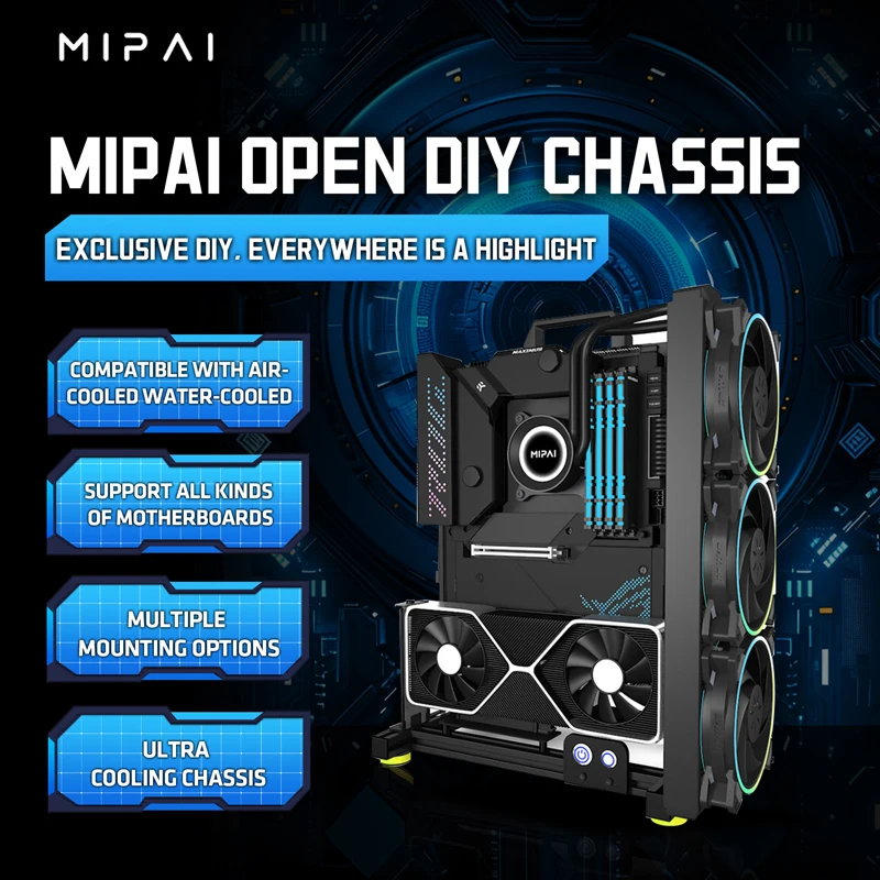 Aluminum Open  pc case  Table Customizable  Portable ITX MATX ATX Motherboard 240/360 Water Cooling PC Game Case