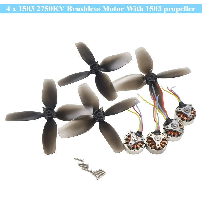 4 Stücke 1503 2750KV Bürstenlosen Motor mit 1503 Propeller 4-blatt für FPV Racing Drone QuadcopterRC Elektromotor 4 Achsen DIY