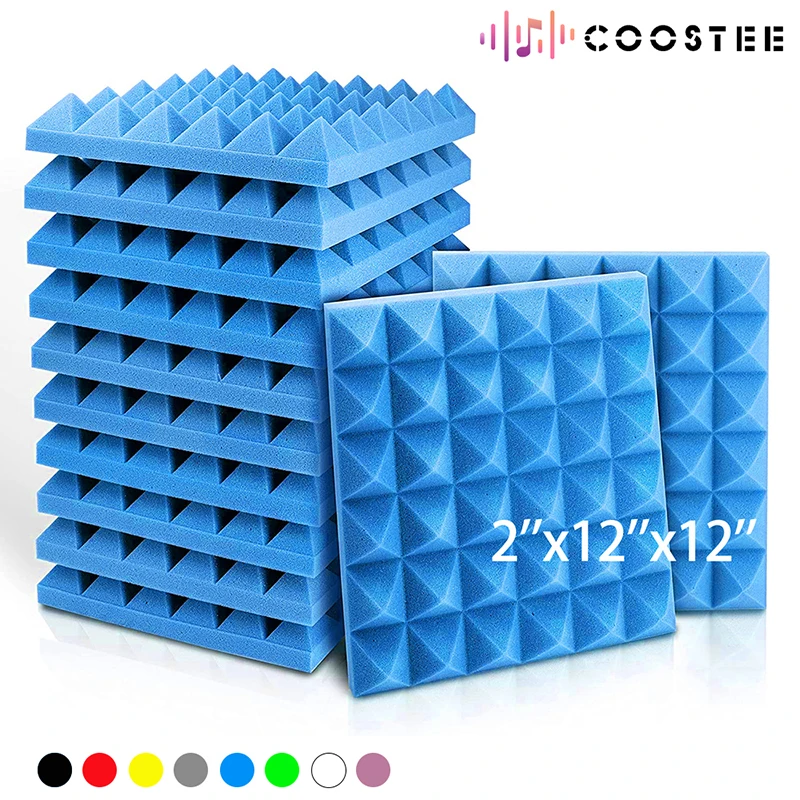 

6/12/24 Pcs Studio Acoustic Foam Panels Sound Absorbing Pyramid Soundproof Foam Panel Sound Proof Insulation For Wall Room