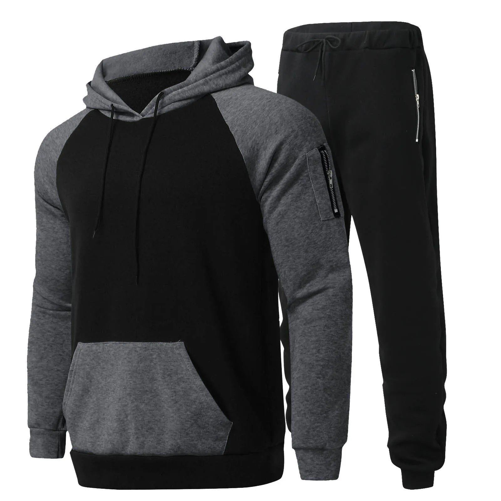 

Tracksuit 2 Pieces Sets Hooded Sweatshirt+Drawstring Pants Men Women Sport Hoodie Autumn Winter Fleece Running Sportswear