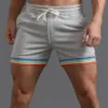 Polyester Shorts Men Summer Solid Color Rainbow Pants Pocket Drawstring Loose Casual Sports Running Glitter Foam Star 4