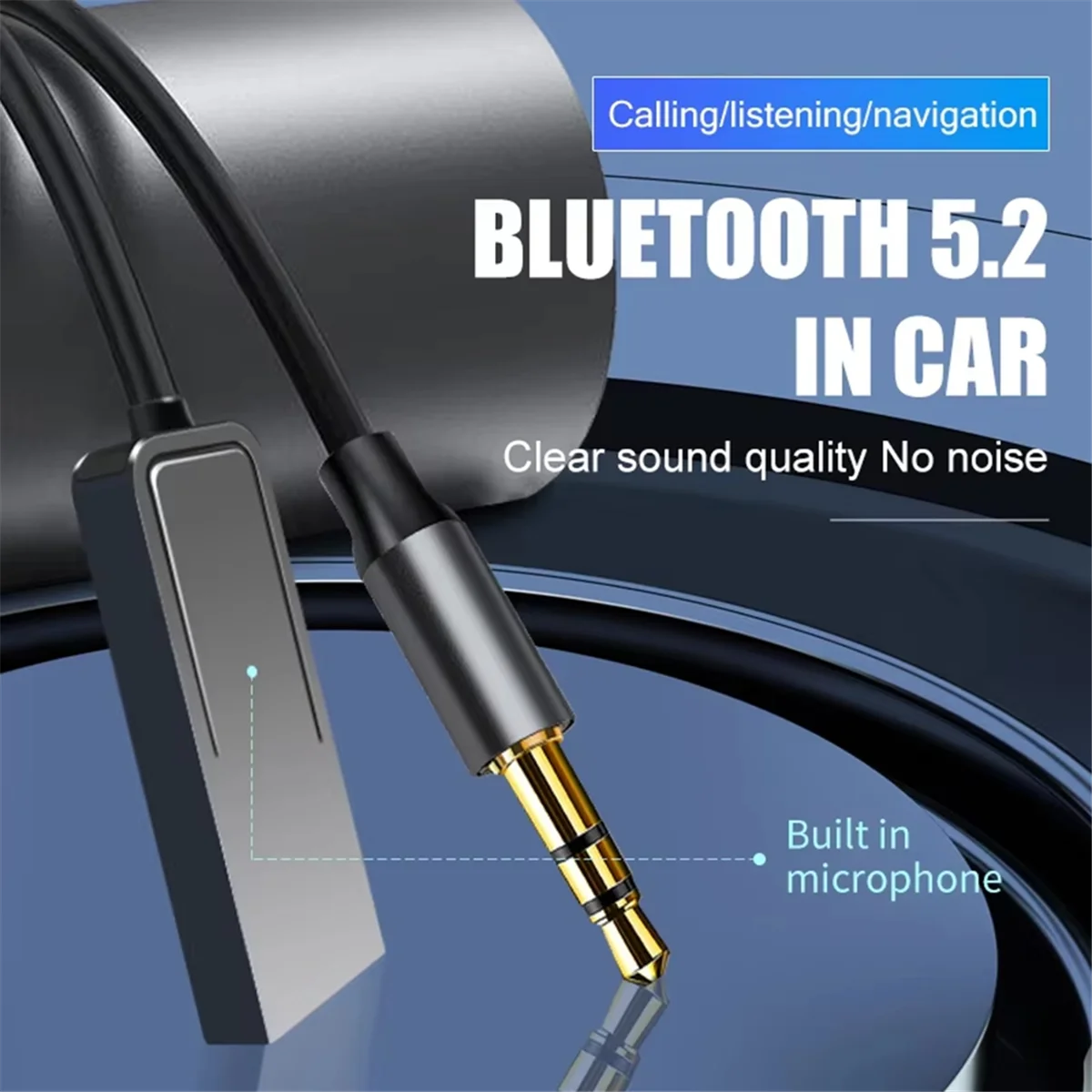 SEMOIC AUX Bluetooth Adapter Car 3.5mm Jack Audio Transmitter 5.2 Receiver USB Dongle Cable Handsfree Car with Microphone