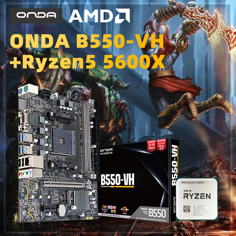 New AMD Ryzen 5 5600X R5 5600X+ONDA B550 VH Micro ATX B550M Motherboard