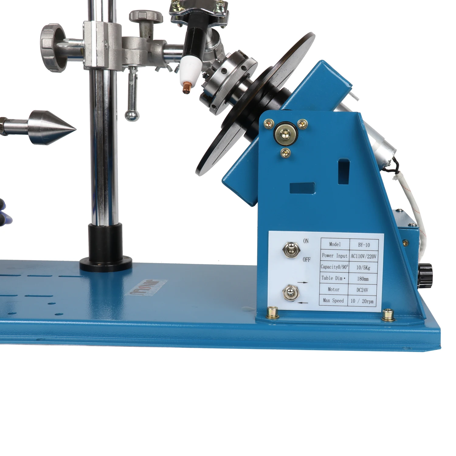 BY-10T Mini Welding Positioner Welding Rotator Turntable Equipment 110/220V with K01-63 3 Jaws Chucks and Torch Holder 3