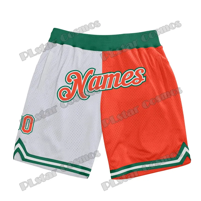 Fashion Custom Name and Number White Pink Baby blue Basketball Shorts 3D Print Men's Youth Summer Breathable Mesh Shorts