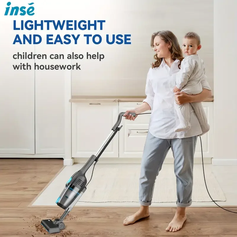 INSE R6 Corded Ultra-Lightweight Bagless Upright Vacuum, 15KPa Suction with 600W Motor,for Home Hard/Floor Carpet/Pet Hair/Car 3