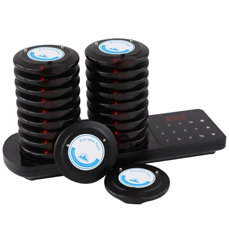 Wireless Restaurant Pager Calling System Dual Charging Base 20 Round Coaster For Customer Food Truck Cafe Church Food Court