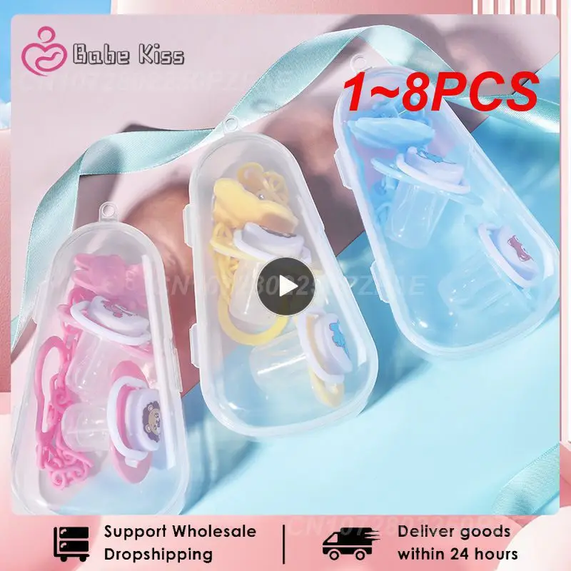 

1~8PCS In 1 Pacifiers for Babies SetSilicone Nipple + Pacifier Clip For Newborn Baby Chew Toy Dustproof Storage Box Baby Goods