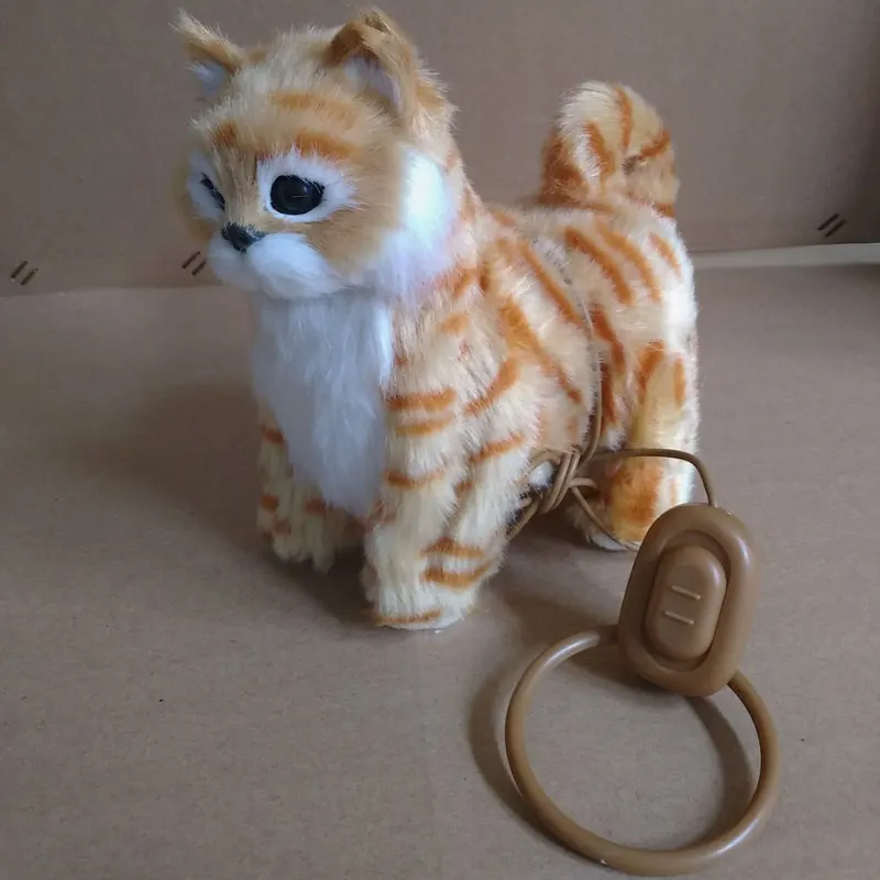 Laisse de chaton électrique en peluche électronique pour enfants, chien robot musical, chant des chansons, chaton de marche, animal de compagnie de contrôle, jouet mignon, cadeau