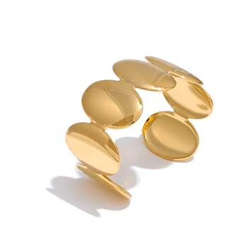 Adjustable Stainless Steel Smooth Metal Handmade Polished Fashion Cuff Bracelet Bangle PVD Plated Charm Wrist Jewelry New 8