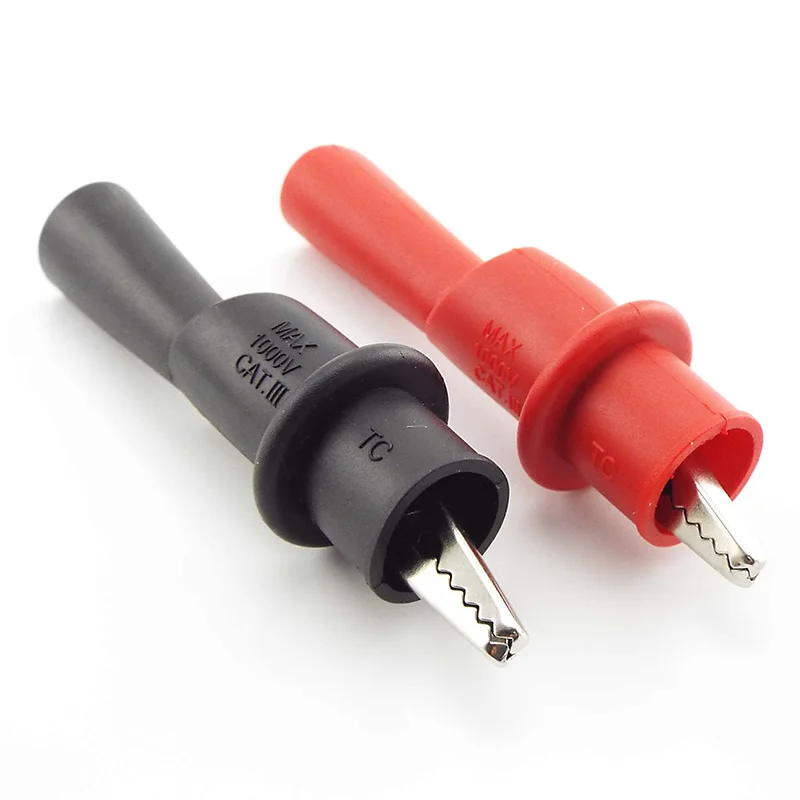 1 Pair Insulation Alligator Clip 2mm Socket Metal Crocodile Clamp Test Accessories for Multimeter 1000V/10A alligator clips alligator clip adapter