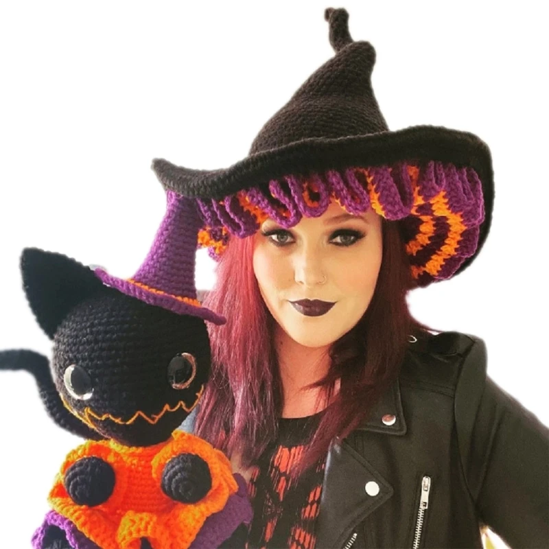 

Halloween Witch Hat Wicked Mushroom Large Brim for Women Masquerade Party Cosplay Costume Accessory 4 Color