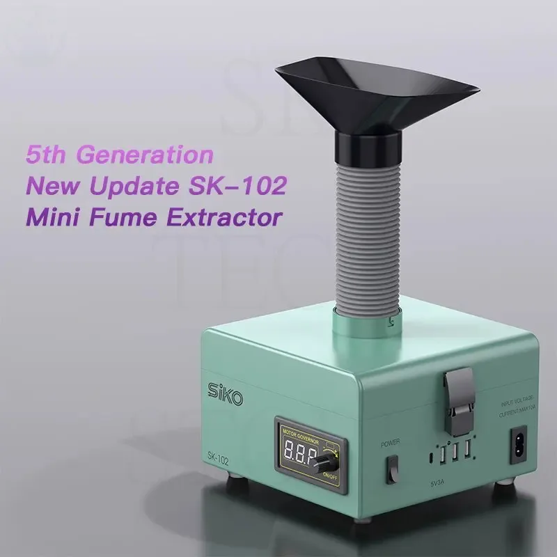 SK-102 연기 추출기 150W 납땜 연기 추출기, 3단계 필터 및 조각 DIY 용접용 LED 강력한 흡입 정수기