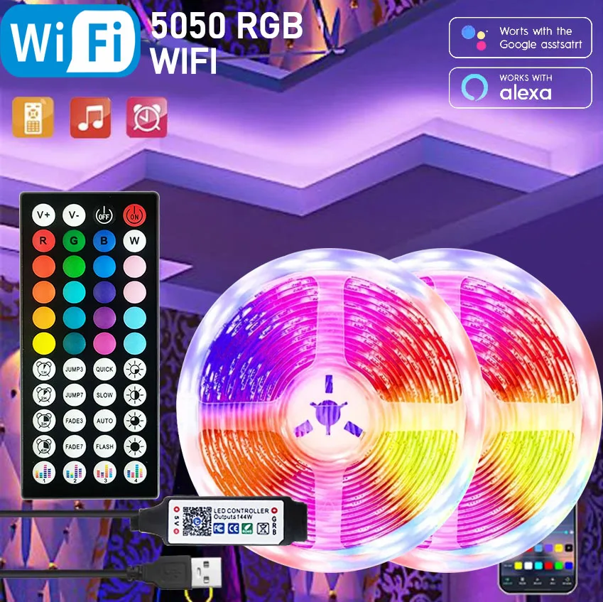 Bande LED RGB 5050 Bluetooth 30m - éclairage Décoratif Intérieur/extérieur