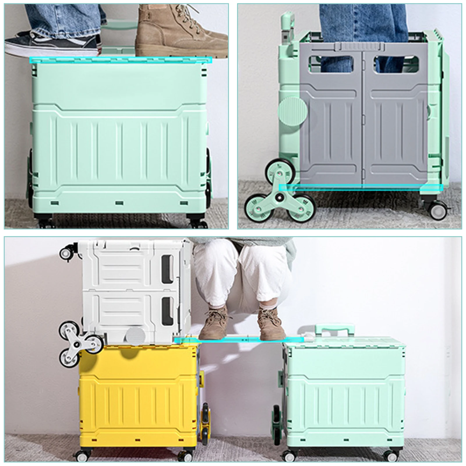 Lightweight Brushed Trolley Luggage Express Folding Shopping Cart for Climbing Stairs Home Hand Pull