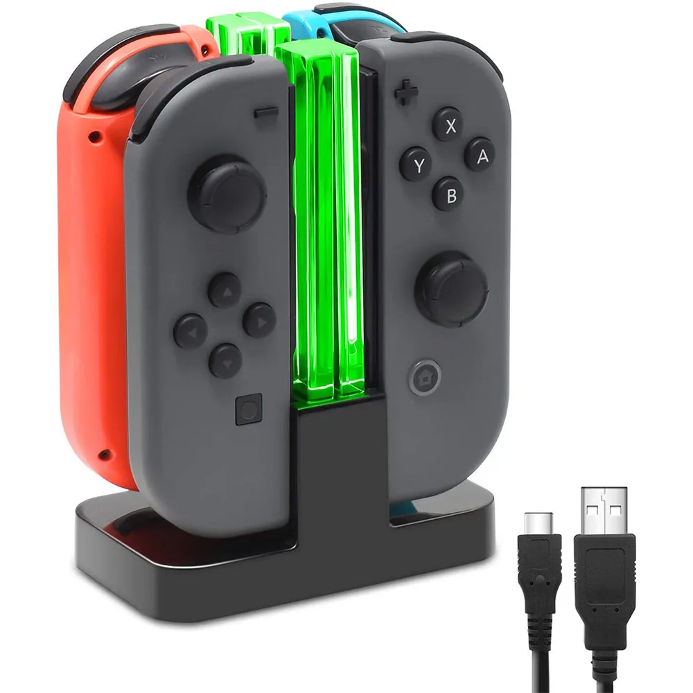 Controller Charger Dock Controller Charging Base Nintendo Switch Charger Switch Charger Controller Charger Nintendo Charger For Nintendo Switch 4 in 1 Controller Charger LED Indicator Charging Dock Station Nitend for Nintendoswitch NS OLED Accessories