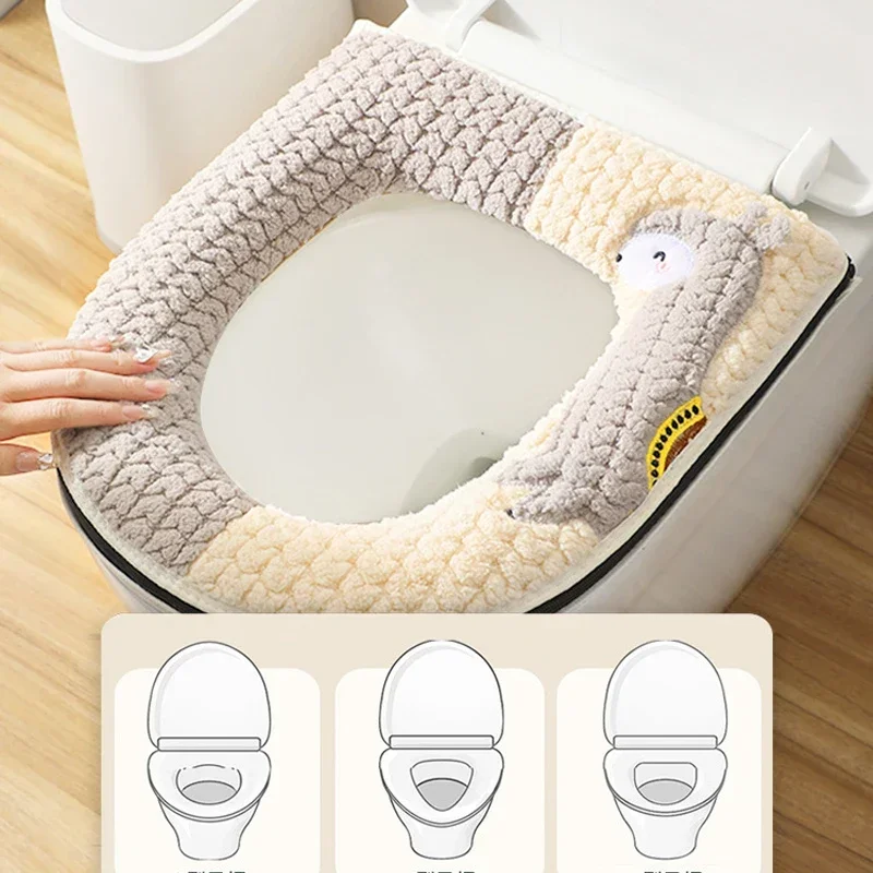 Universal Toilet Seat Cover Cute Alpaca Closestool Mat With Zippe Soft Warm Toilet Seat Cushion Bathroom Toilet Lid Accessories 5