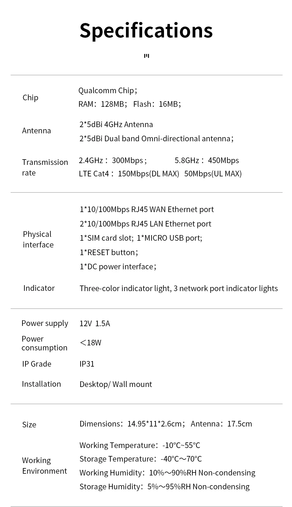4G Lte Modem, 150M com cartão SIM,