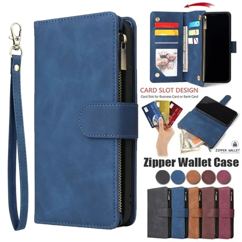 Premium Flip Leather Phone Case with Zipper Wallet and Card Holder