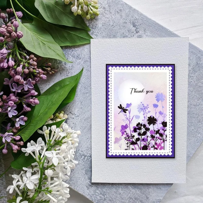 Clear Stamps 1 pc Wildflower Meadow Silhouette Vintage Flowers Plants 6.3x4.33inch