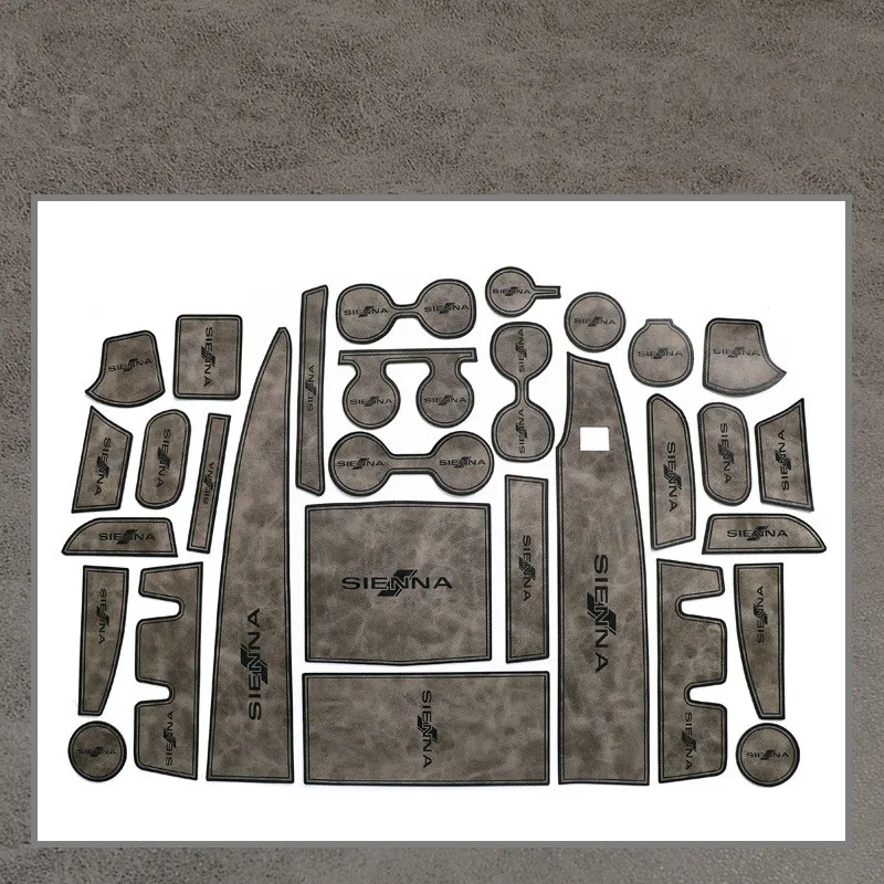 

30pcs Car Leather Door Slot Mat Storage Mat Coaster Anti-skid Mat For Toyota Sienna 2021-2023 Left hand drive Auto Accessories