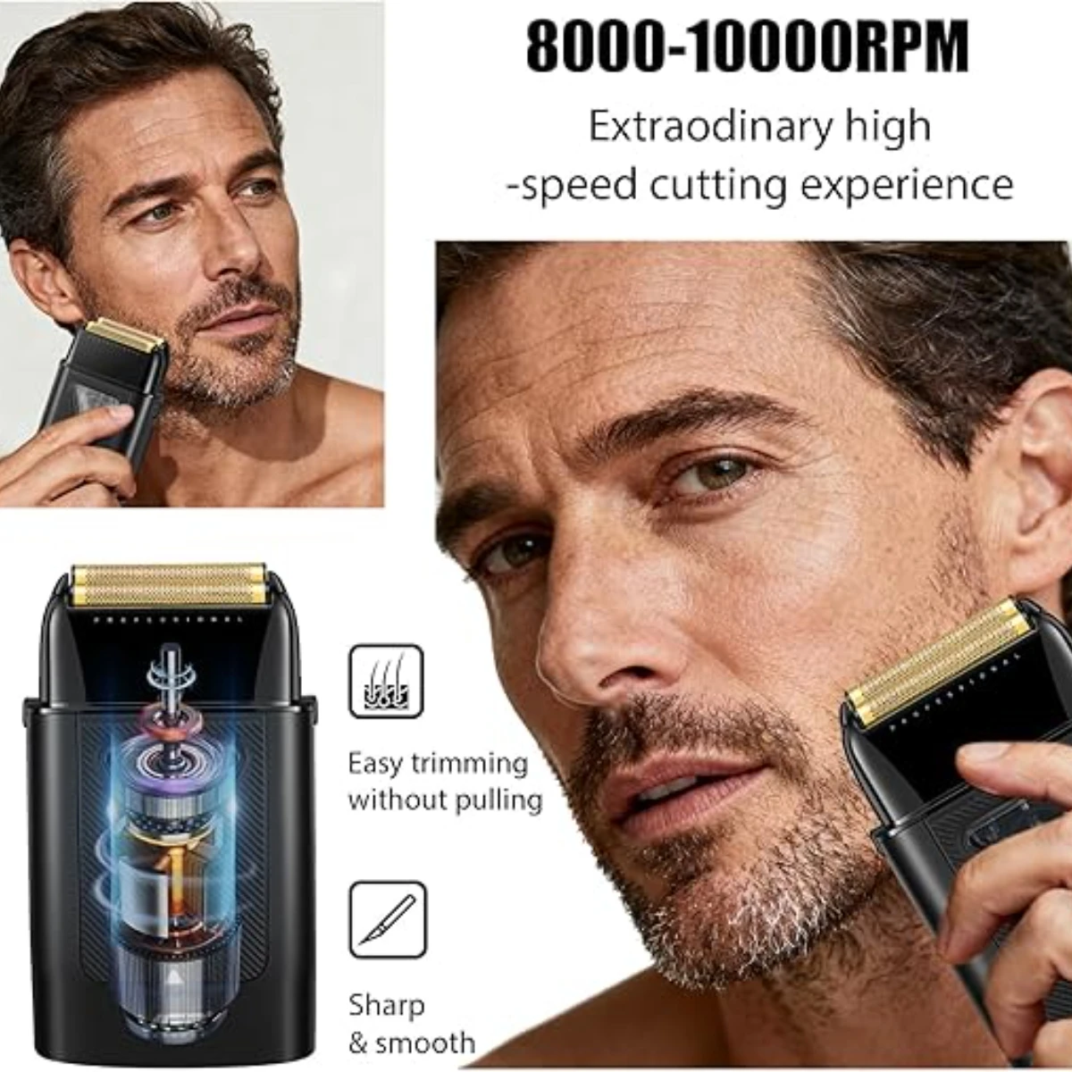 VGR 전기면도기 전문가용 수염 트리머 10000 RPM 면도기 무선 얼굴 면도기 휴대용 남성용 면도기 V-334 035S