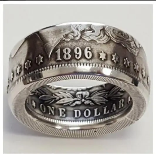 

US 1896 Morgan Dollar Silver Plated Coin Ring Handmade In Sizes 8-16