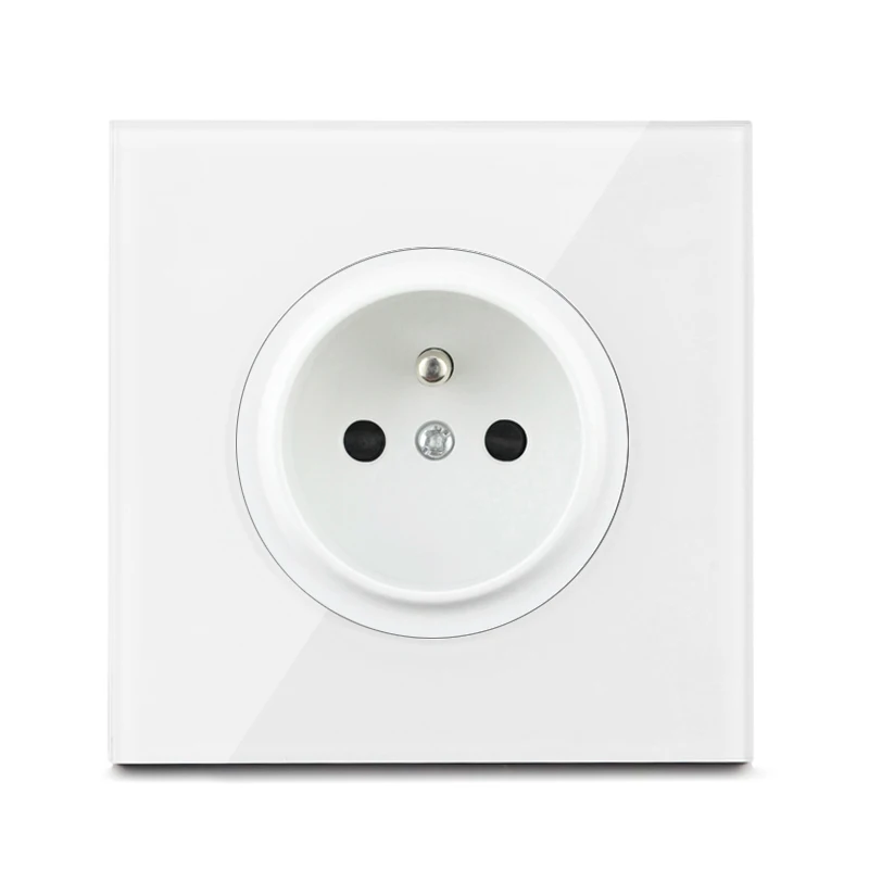 Rewnssin Light Switches and Sockets All Series Glass White Modern Style Random Click Push Button ON OFF EU Outlet Cat5e Socket double light switch Wall Switches