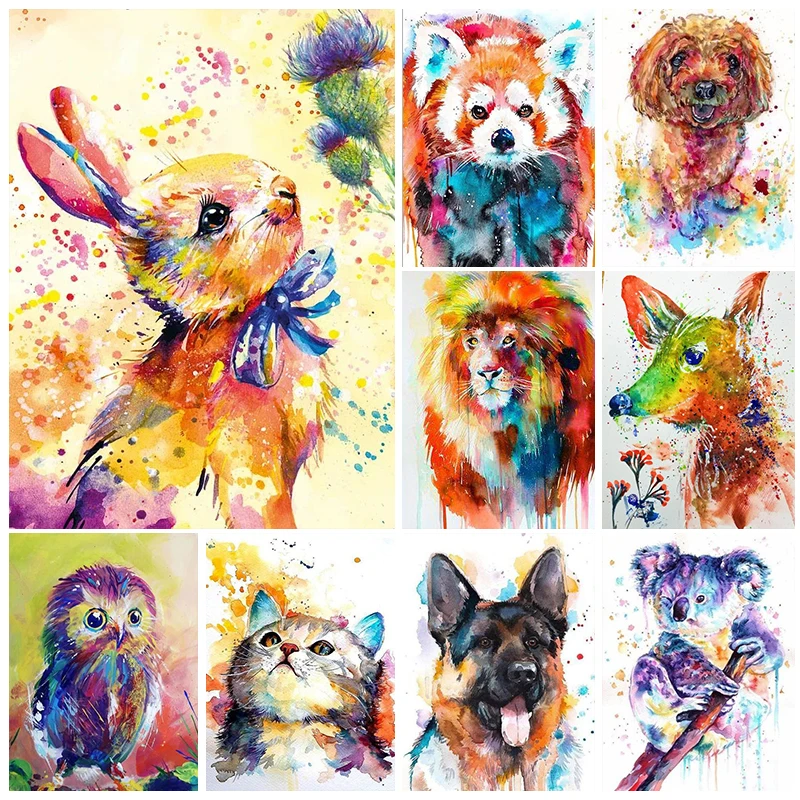 

Алмазная живопись 5D «сделай сам», акварельная картина с животными, обезьянами, собаками, кошками, бриллиантовая вышивка крестиком, домашний подарок