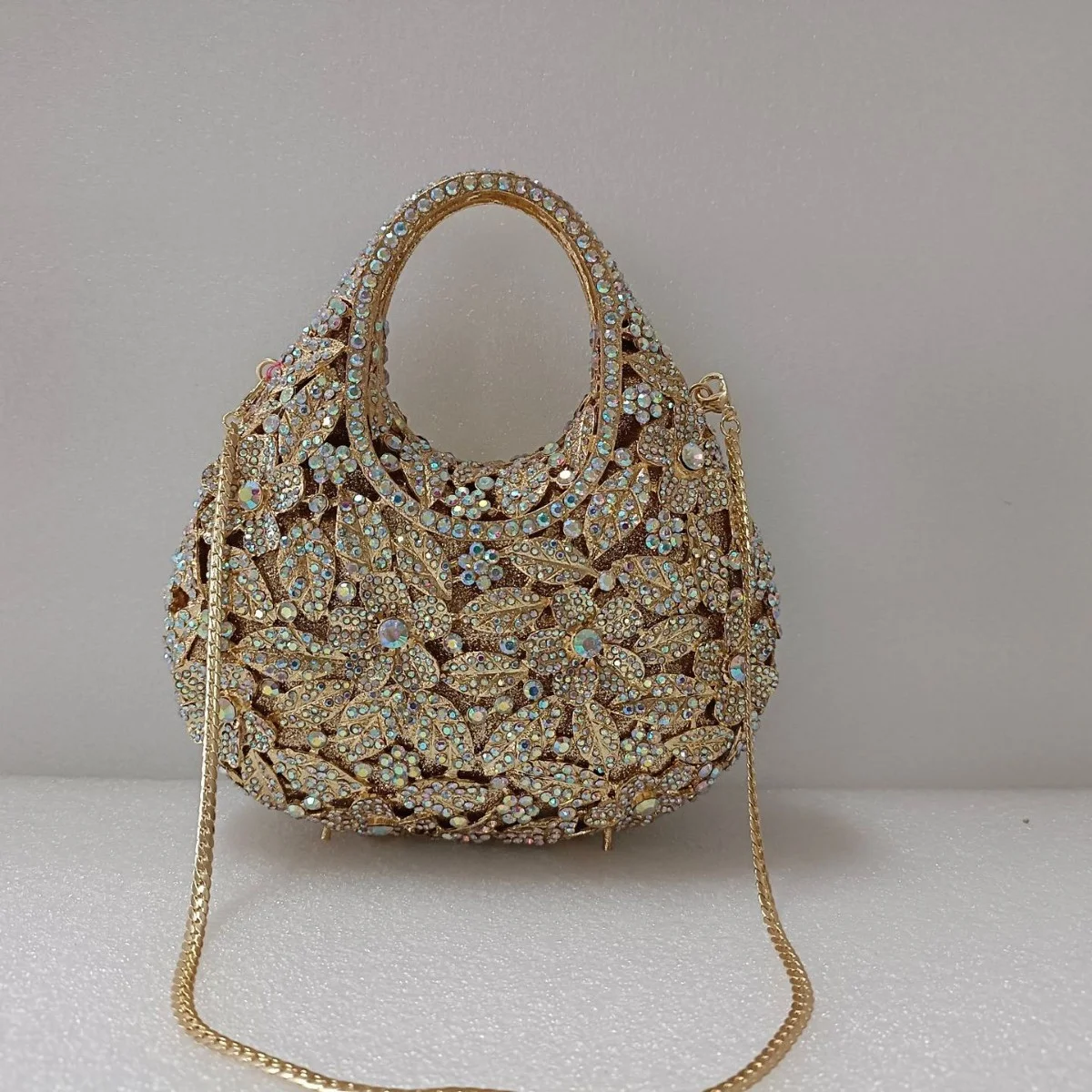 XIYUAN Flower Crystal Evening Bags Women Gorgeous Boutique Sparkling Diamond Clutch Purses And Handbags Bridal Wedding Party 1