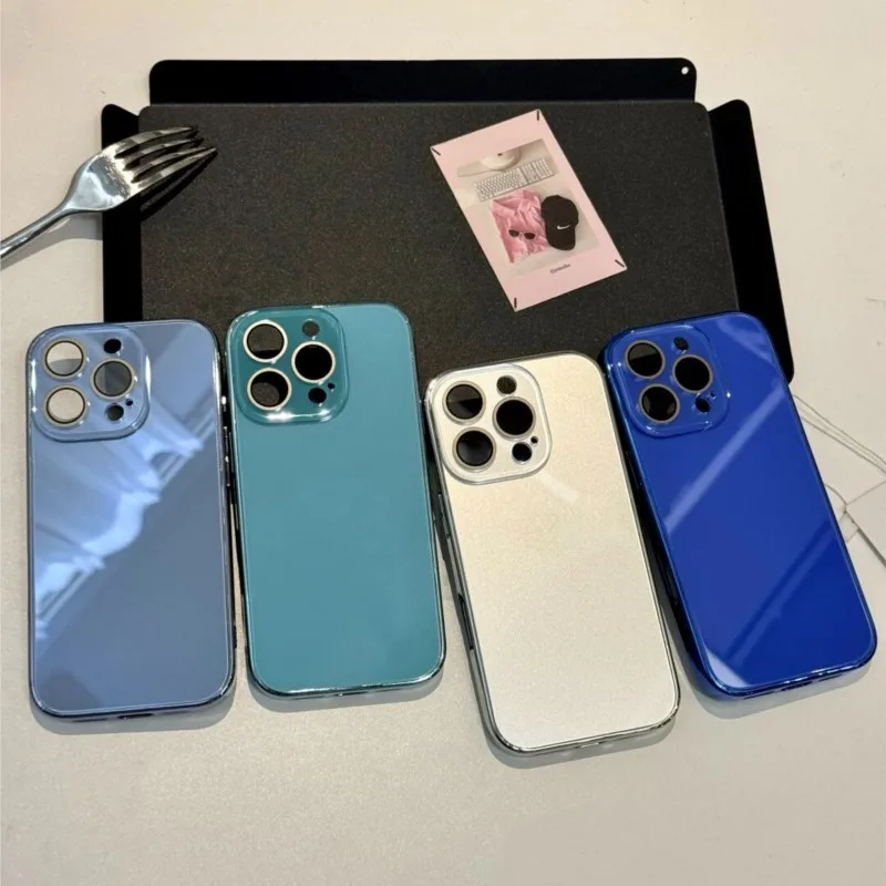 รูปสินค้า เคสกระจกนิรภัยมันเงาสำหรับ iPhone