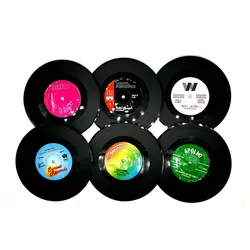 Colorful Retro Vinyl Record Coasters - Set of 6 Drink Coasters (6pcs per set)