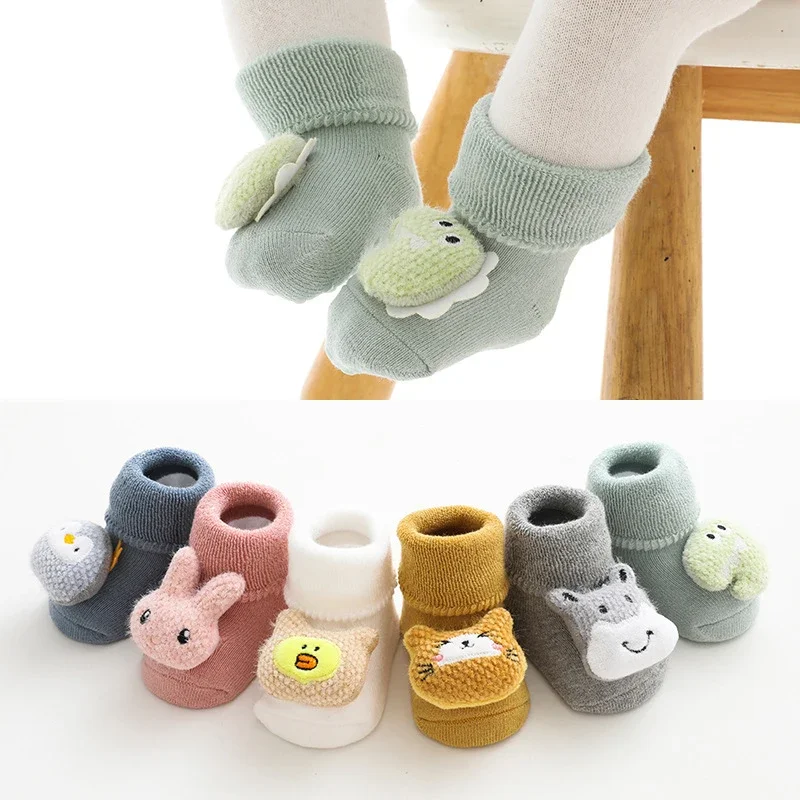 Winter Autumn Cartoon Newborn Baby Socks For Girl Boys Rabbit Bear Anti Slip Soft Warm Toddler Indoor Floor Socks For Kids 2
