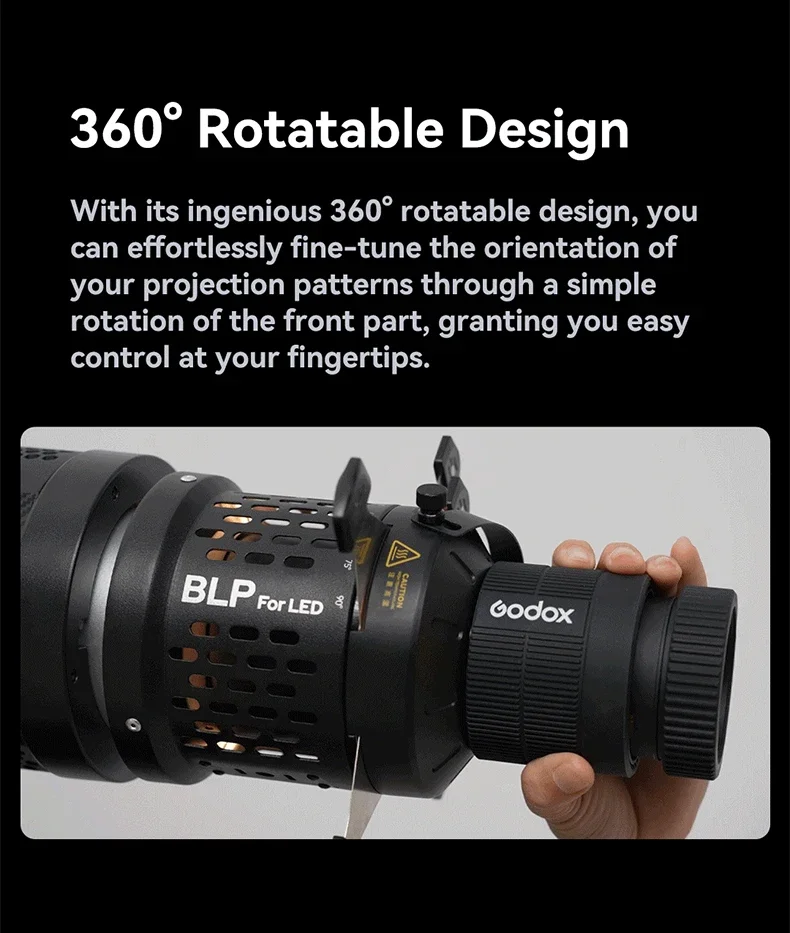 Description Picture 4 of itemGodox BLP LED Light /BFP Flash Projection Attachment Photography Accessory Gobo  CCT Adjustment Color Effects  Holder Gel Frame
