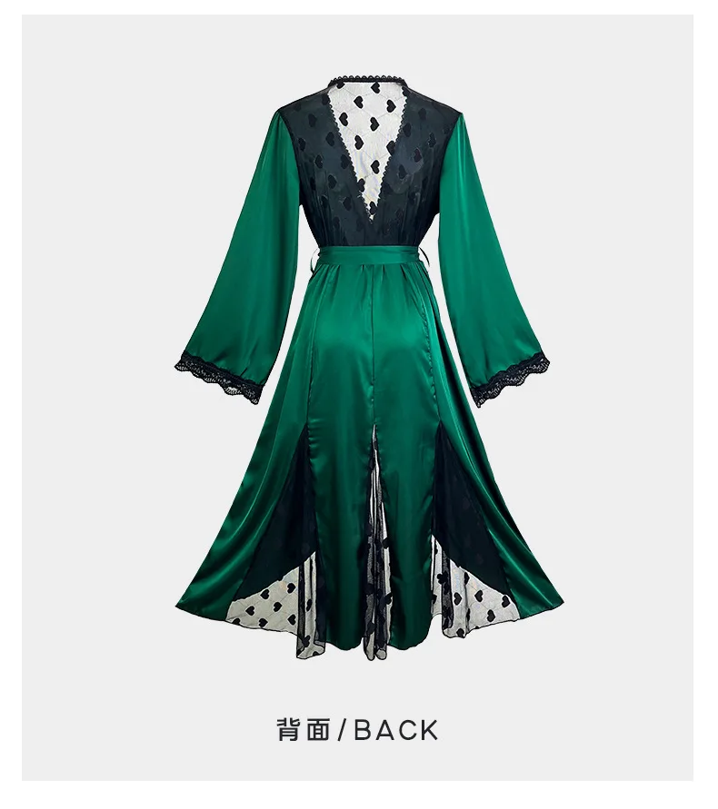 Vestidos De Novia Neue Seide Satin Spitze Robe frauen Nachtwäsche Lose Frühling Herbst Sommer Bademantel Weibliche Homewear Dressing Kleider – Detail 4