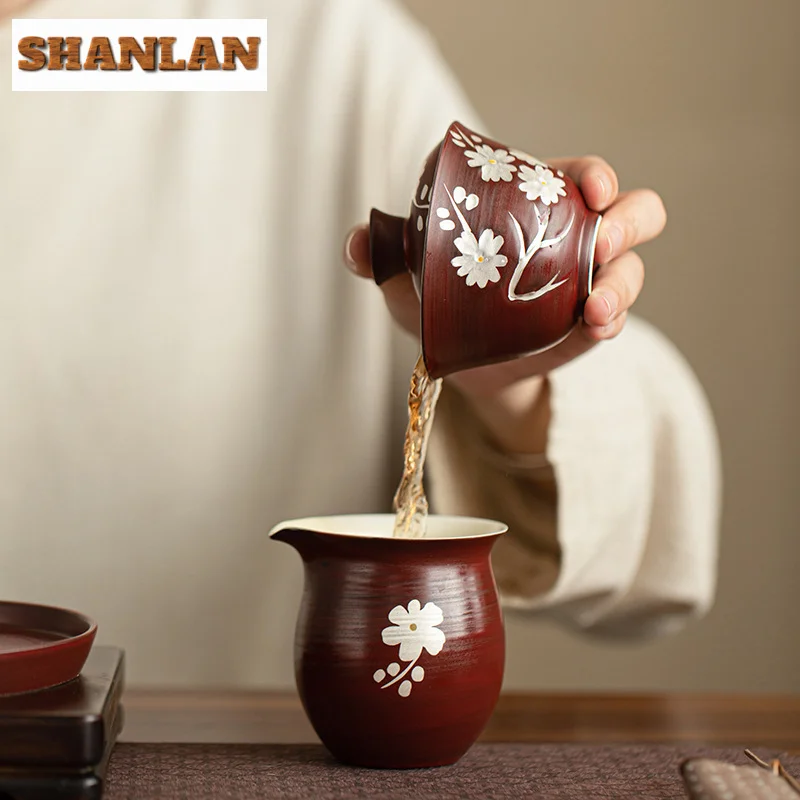 Handmade Hawthorn Red Gaiwan Creative Silver Plum Blossom Tea Tureen Tea Making Cover Bowl Pitcher Teaware Collection Gifts