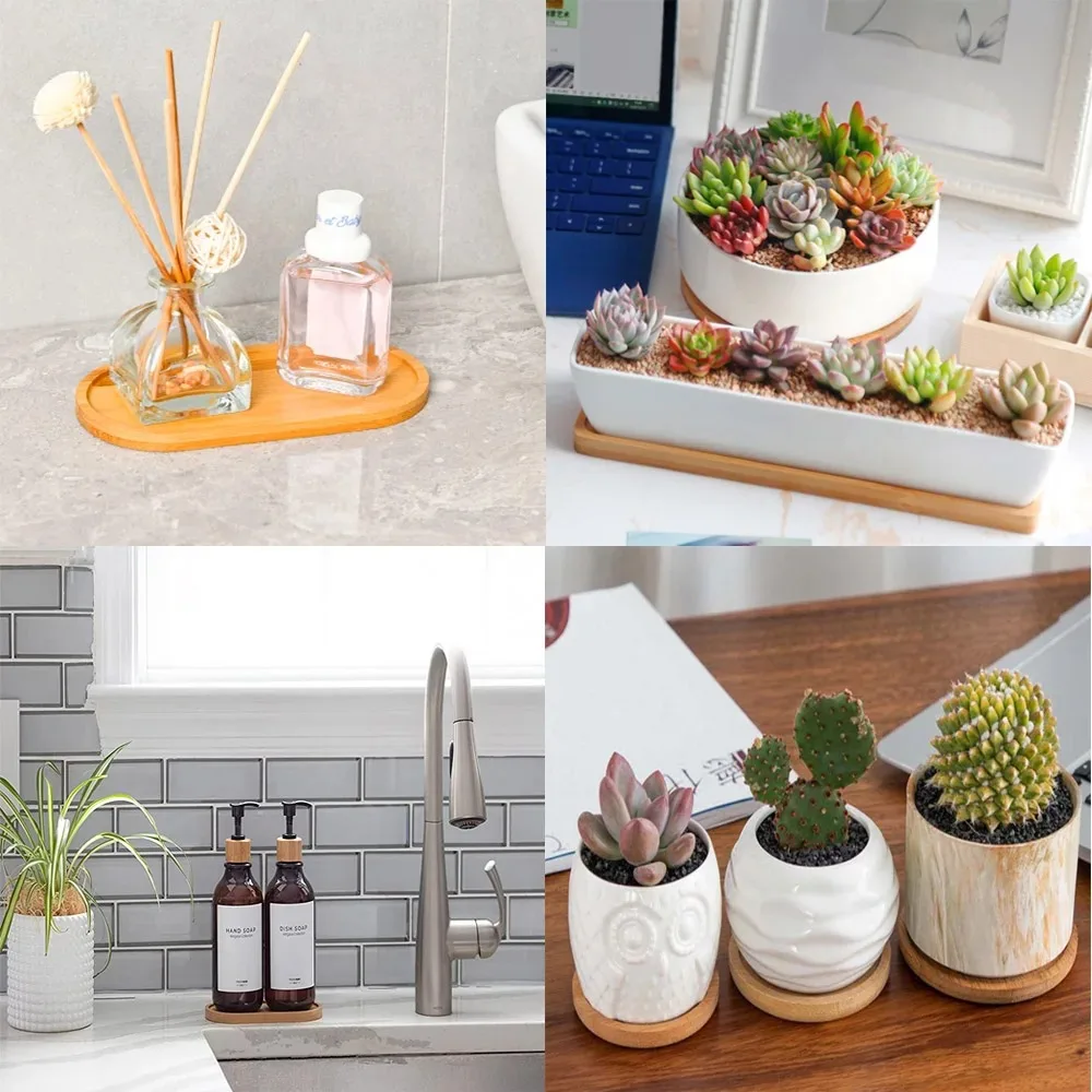 Wooden Soap Dispenser Tray Vanity Countertop Bottles Organizer Holder Round Square Candles Jewelry Storage Tray for Bathroom wooden tray
