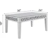 Rectangle Mirrored Coffee Table, Silver Living Room Table with Cryatal Diamond Inlay 2