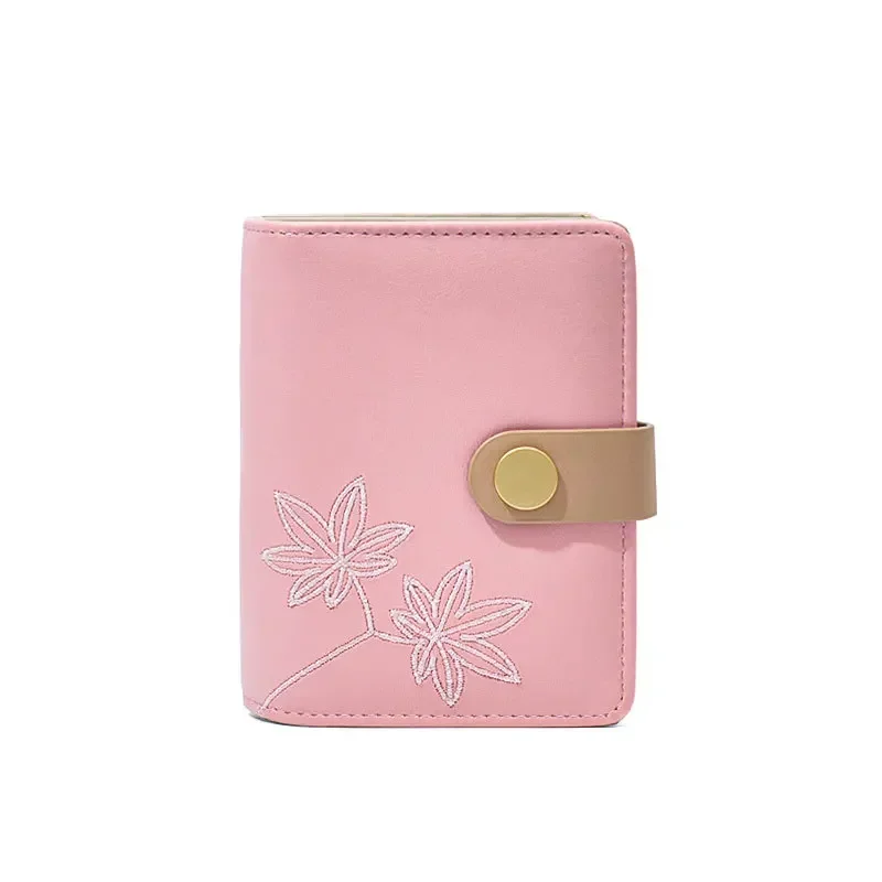 

New Purse Female Pure Color Simple Embroidery Lady Bag Student Multi-function Card Change Card Bag Tide