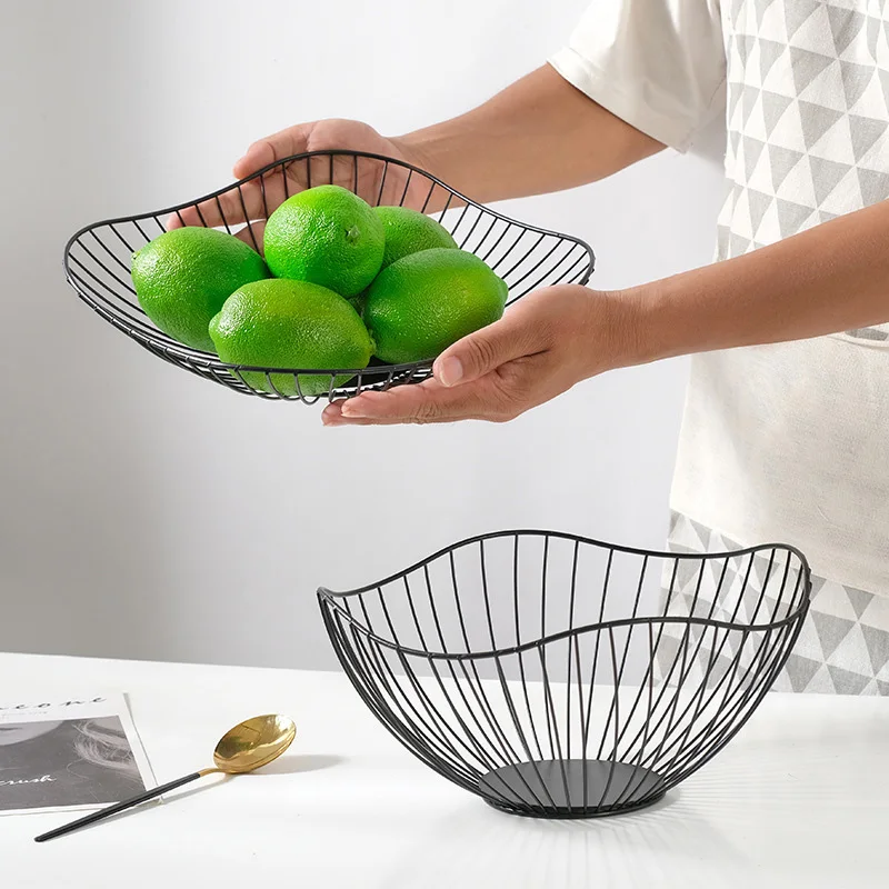 Fruit Storage Basket Metal Wire Home Dining Table Indoor