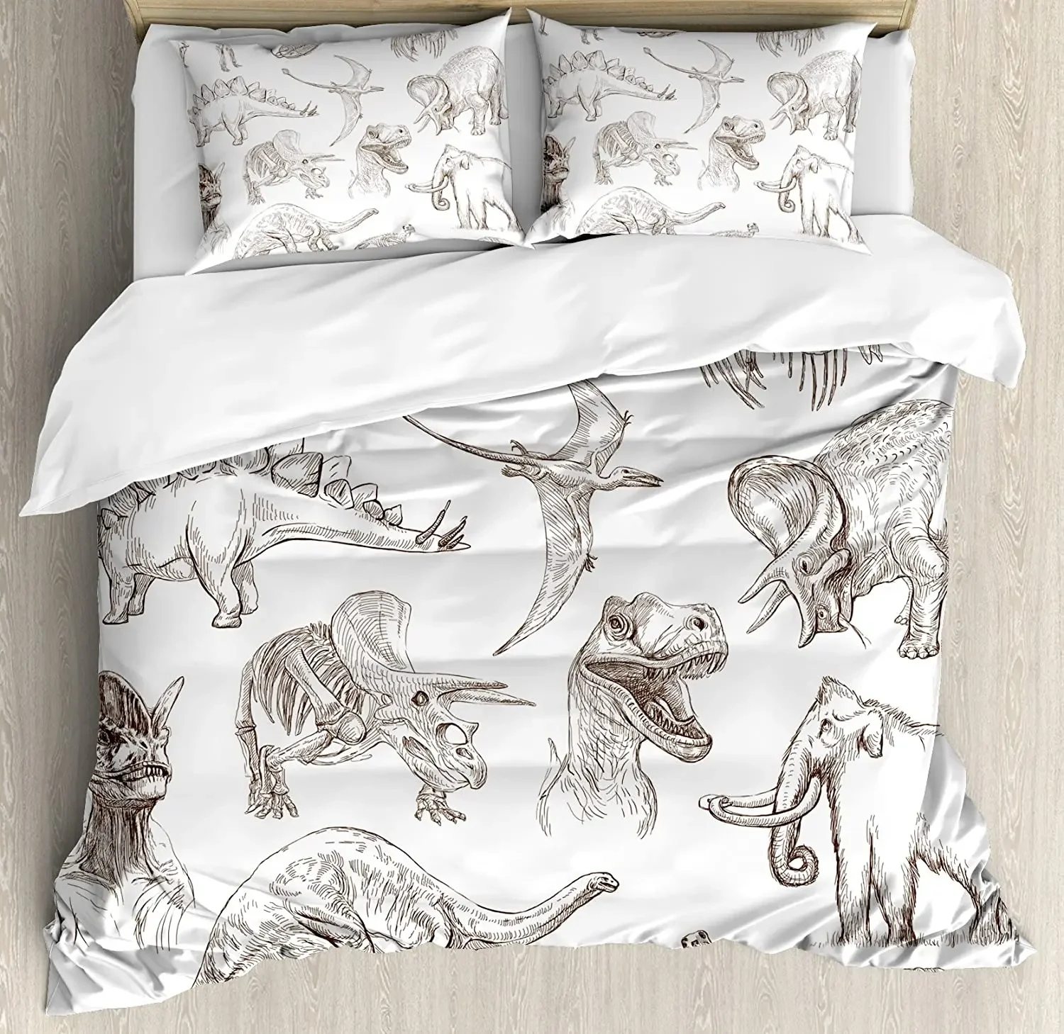 

Jurassic Bedding Set For Bedroom Bed Home Collection of Various Dinosaurs Illustrations Sk Duvet Cover Quilt Cover Pillowcase