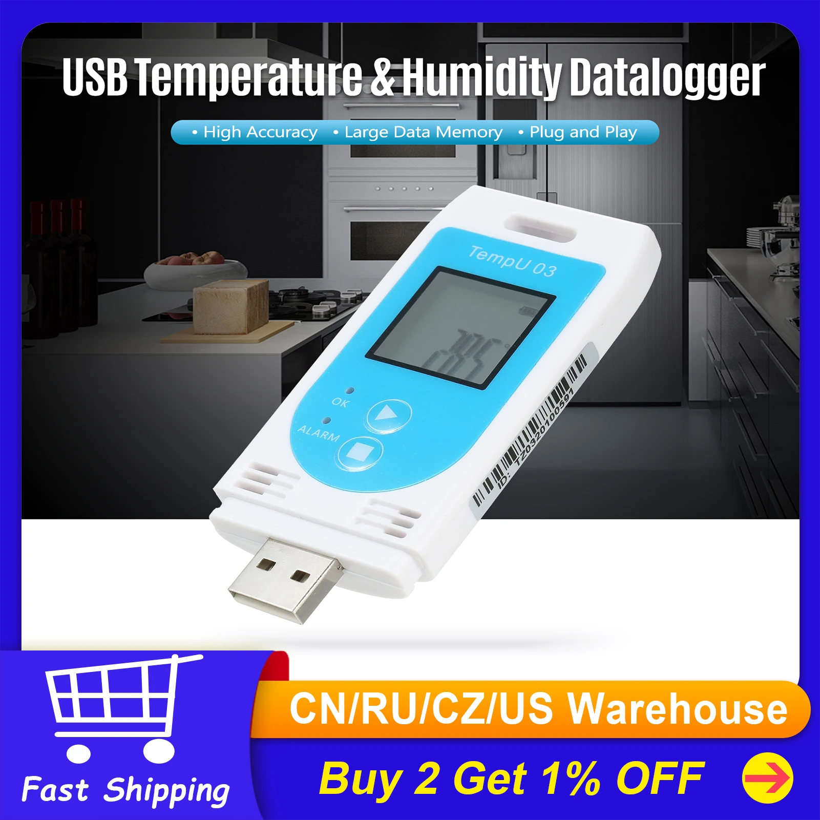 USB Temperature Humidity Data Logger Reusable RH TEMP Datalogger