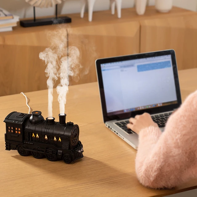 300ml Mini Train Shape Essential Oil Diffuser with Light Cool Mist Air Humidifier Aromatherapy Diffuser for Home Office Bedroom 5