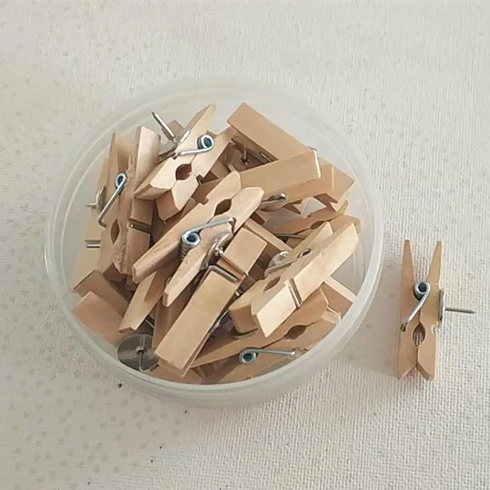 50Pcs 홈 오피스 학교 장식을위한 나무 금속 사진 클립 고정 노트 그림 사진 배경 디스플레이 간단한 미니