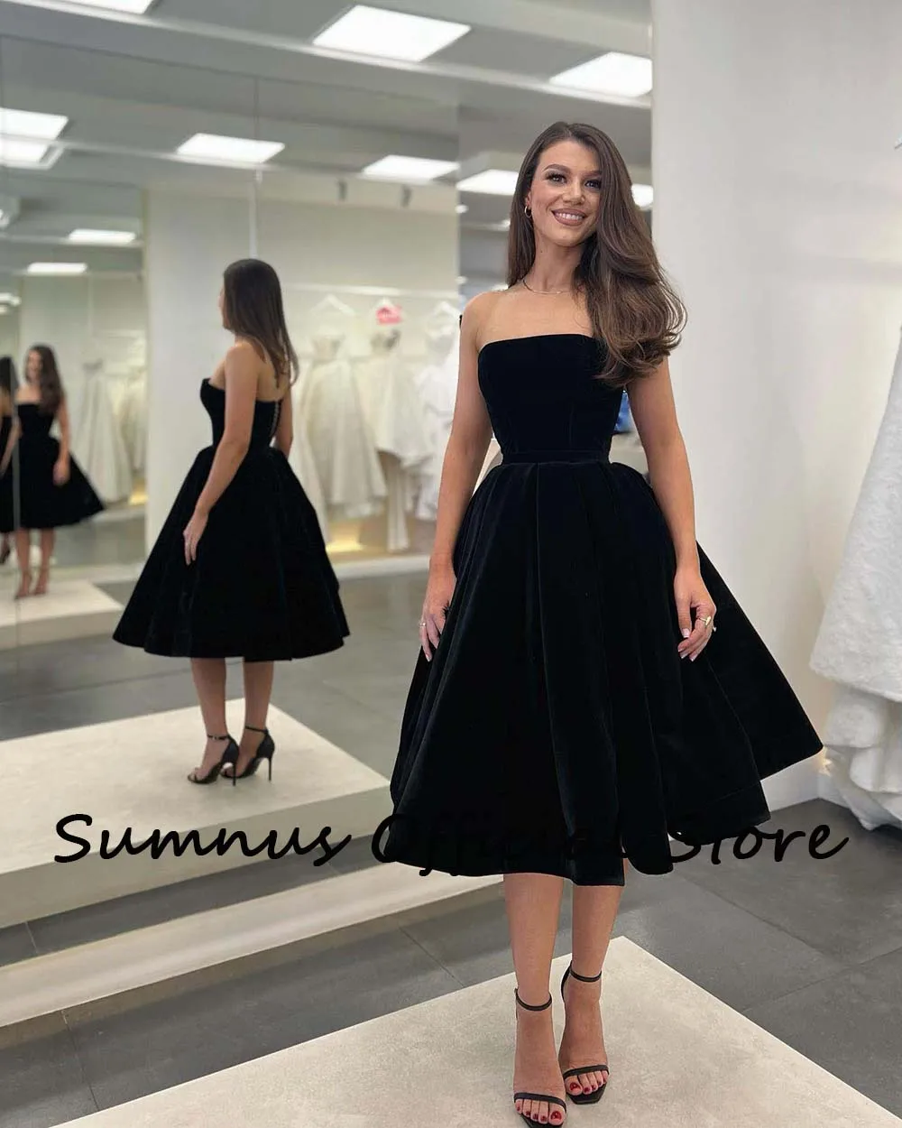 Sexy Black Evening Dresses Off the Shoulder Cape Velvet Strapless Gowns |  eBay