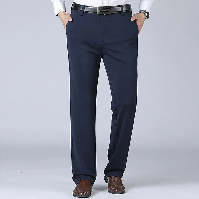 2pcs Big Size Men's Business Pants Plus Size 40-52 95-155kg Formal Work Long Pants Elastic Waist Suit Pants Casual Trousers 5