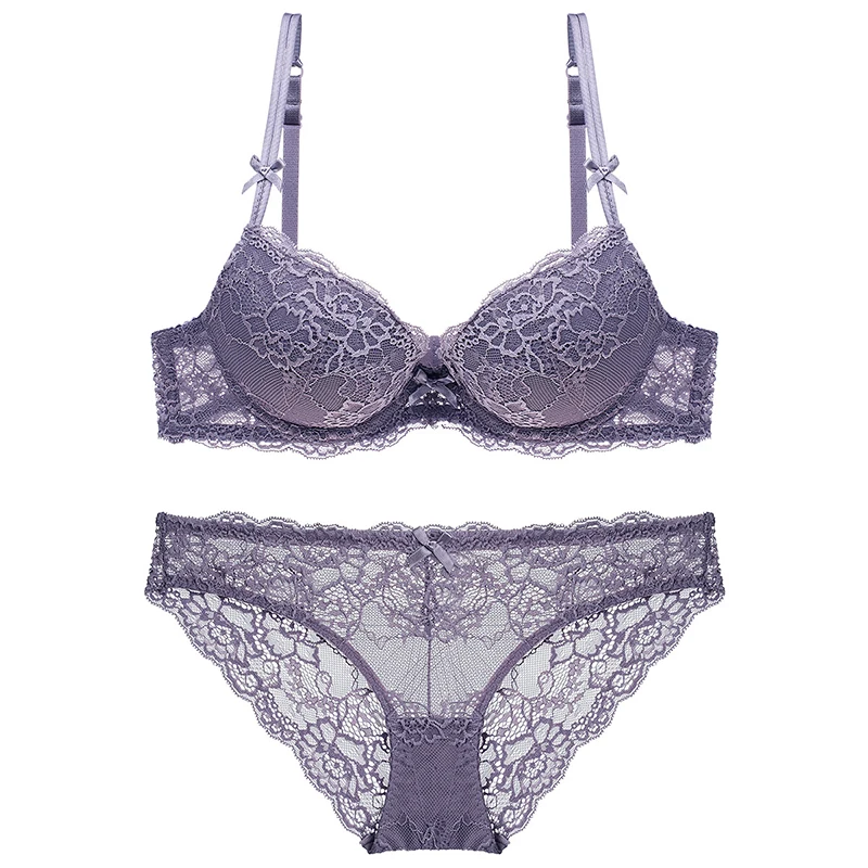 bra and knicker sets European and American foreign trade lace thick cup gathered sexy ladies bra underwear bra set bra and panty Bra & Brief Sets