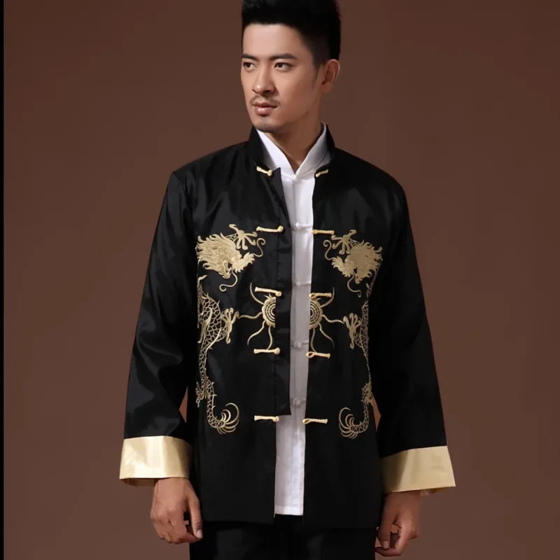 Chinese Traditional Costume Chinese Men Hanfu Top phoenix printed clothes dragon Tang suit clothing men's embroidered long sleeve Festival wedding jacket